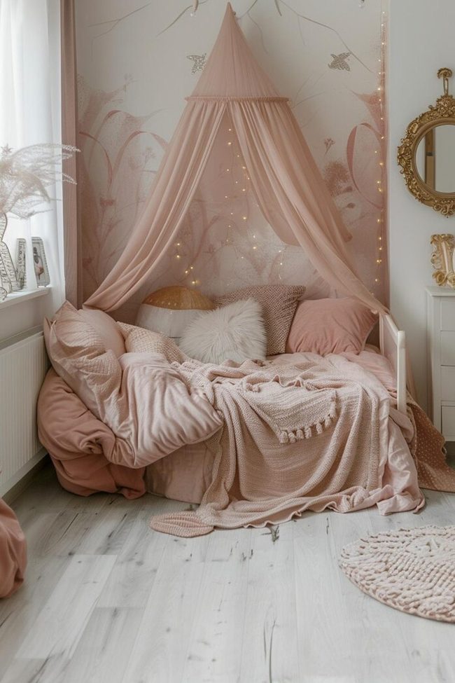 Pink Canopy Sleeping Zone For Girls