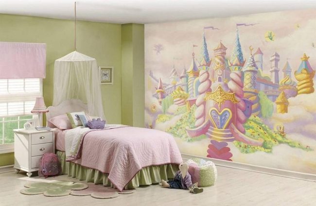 Pastel Castle Bedroom Mural