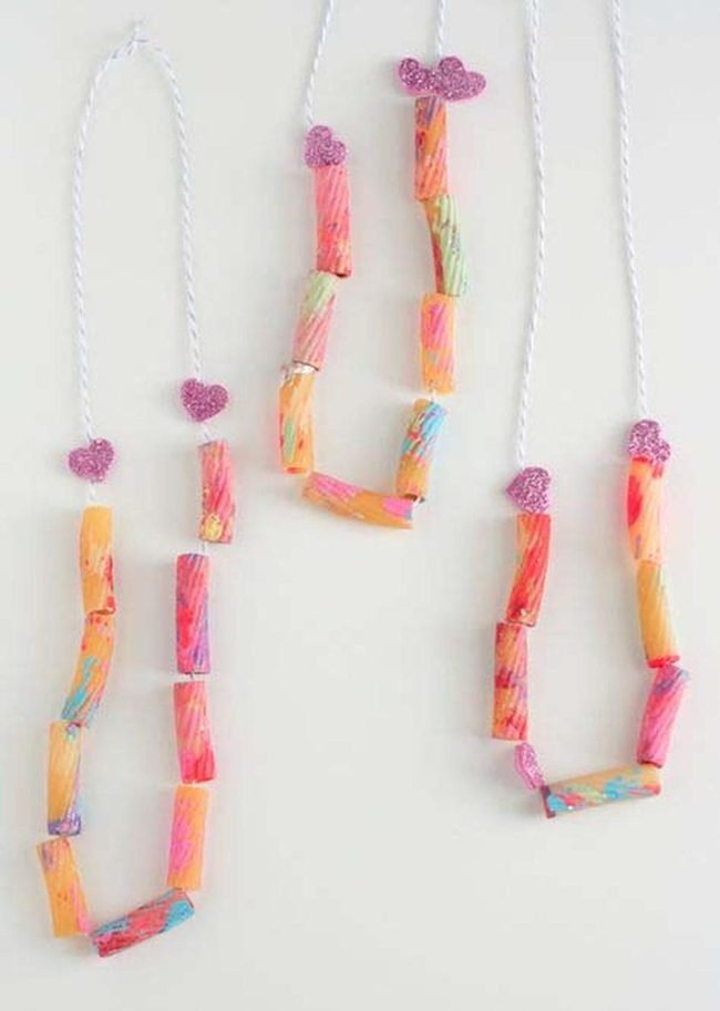 Painted Pasta Valentine Necklace