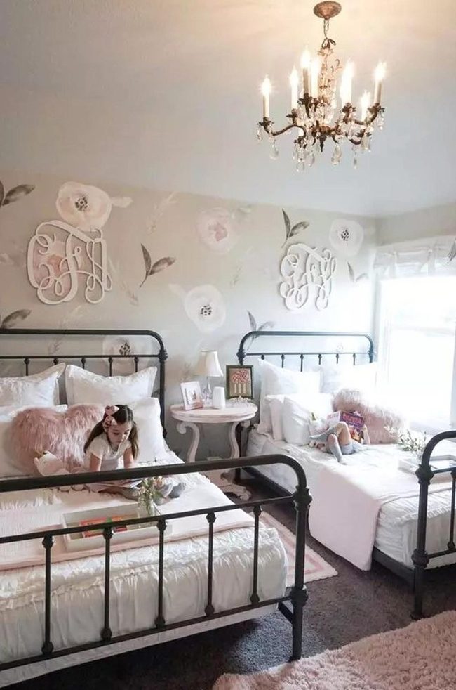 Sunlit Twin Bedroom Pink Accents