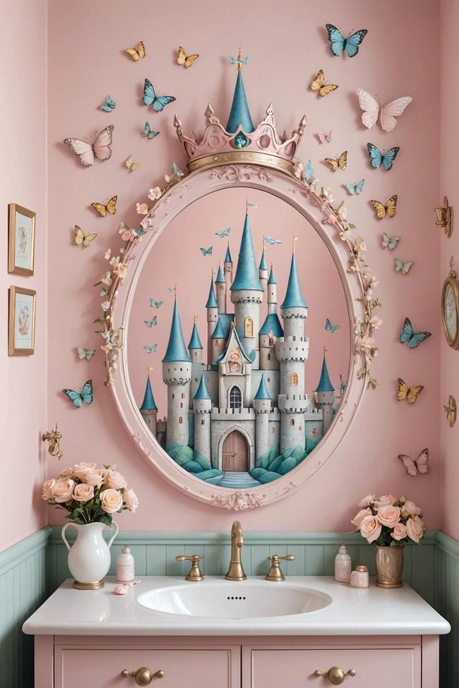 Pink Princess Wall Stickers for Girls