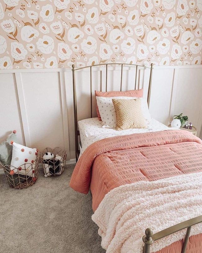 White Shiplap and Soft Pink Florals