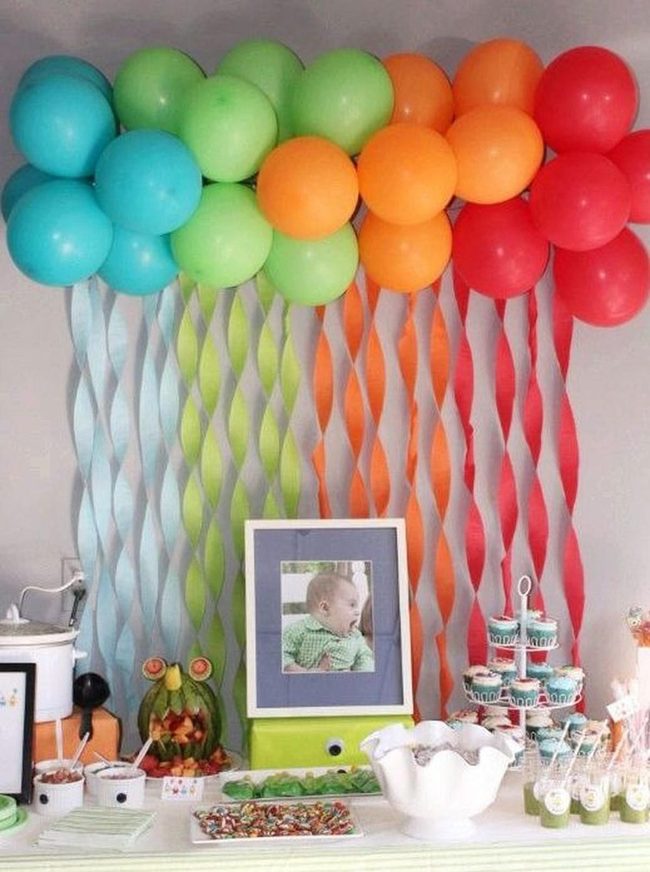 Colorful Balloons And Cupcakes Party