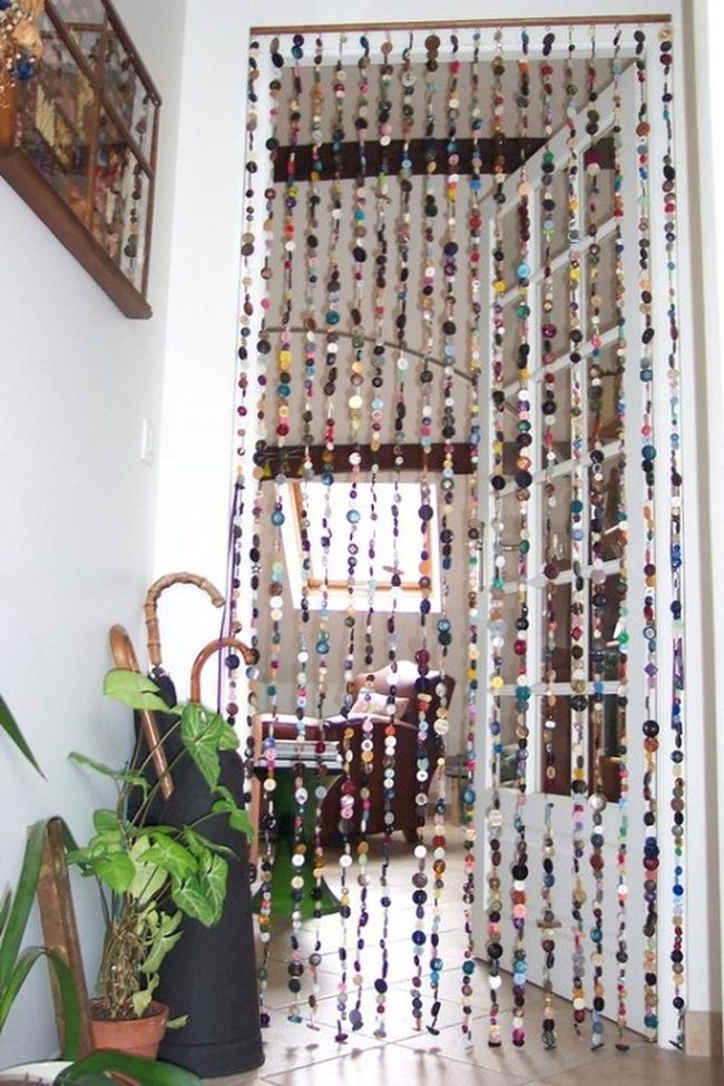 Beaded Curtains, Sunlit Wood Interior