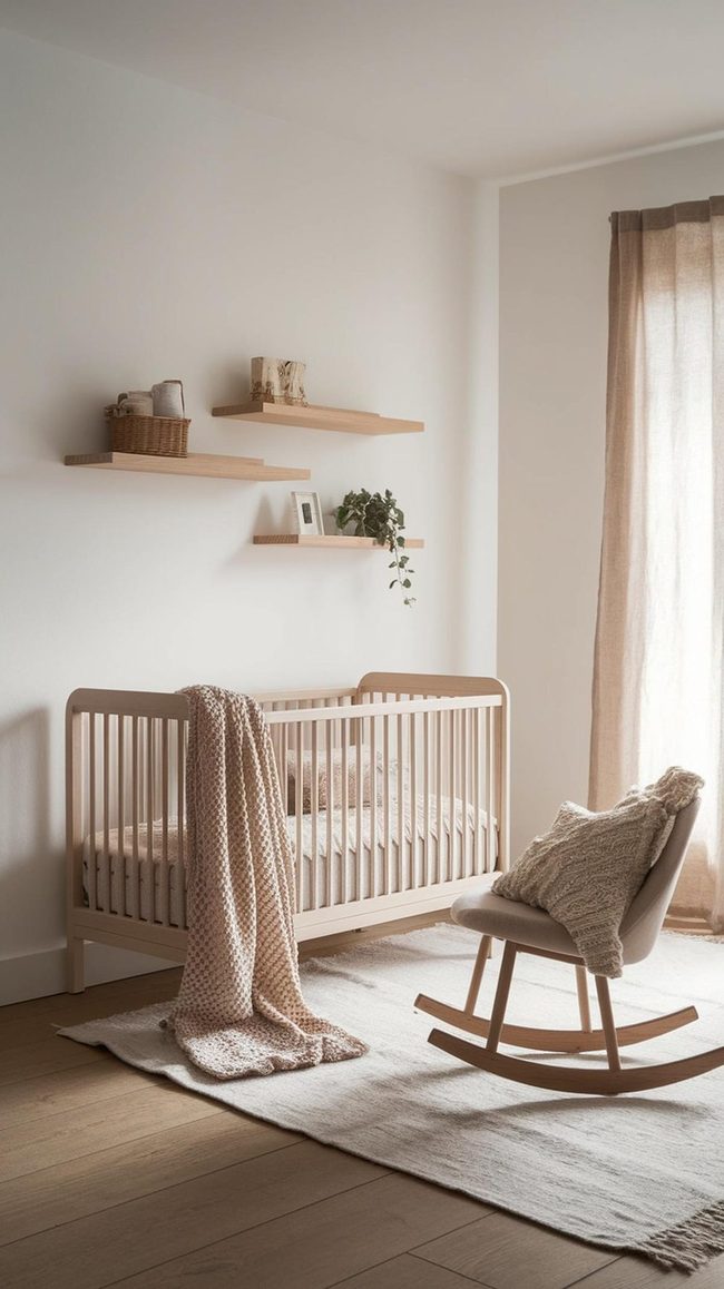 White Wood Scandinavian Girl'S Nursery