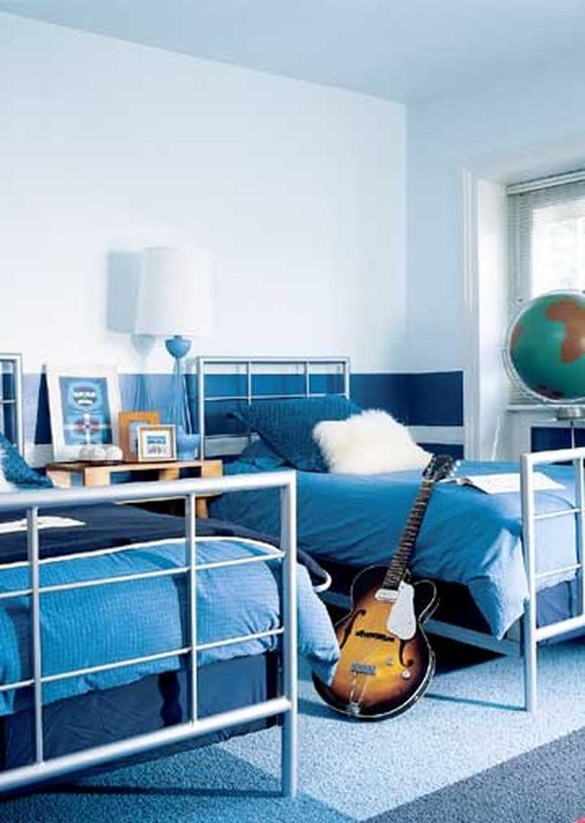 Blue Bedroom Twin Beds Globe