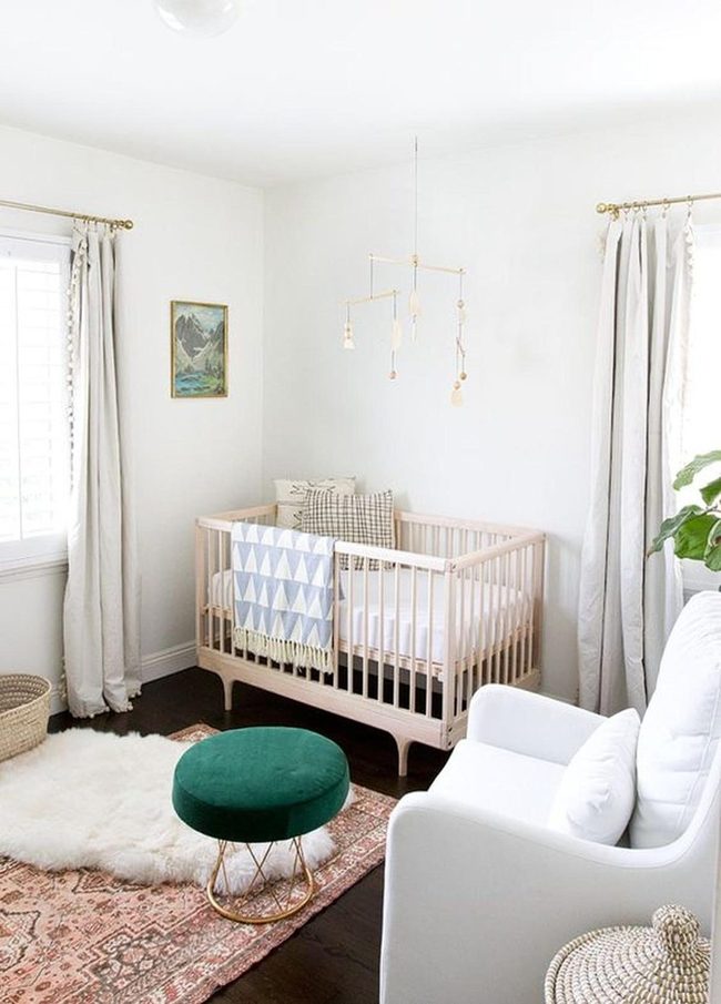 White Nursery With Green Ottoman
