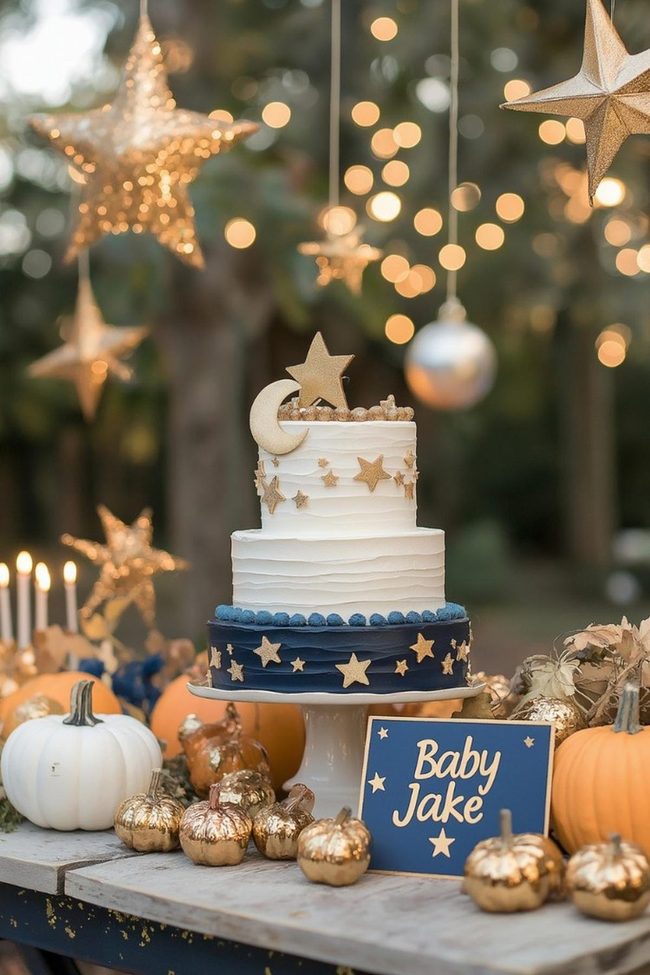 Golden Pumpkins Under Starlit Skies