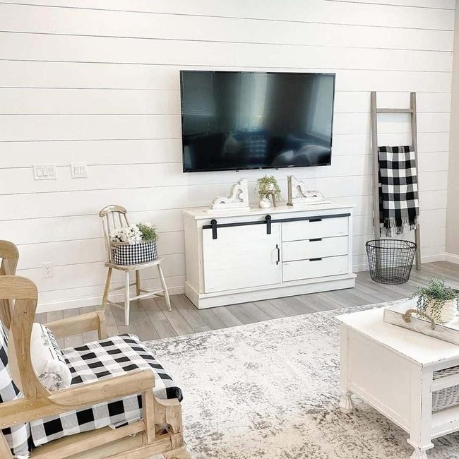 White Shiplap Tv Wall