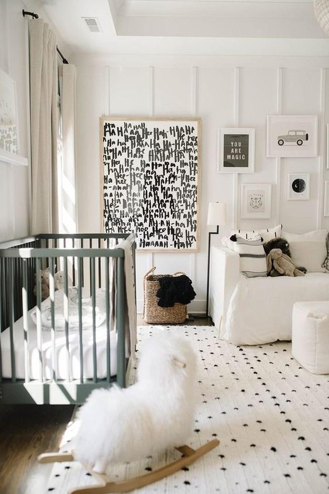 Dark Gray Crib, White Walls