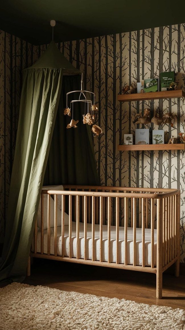 Forest Canopy Crib With Earth Tones