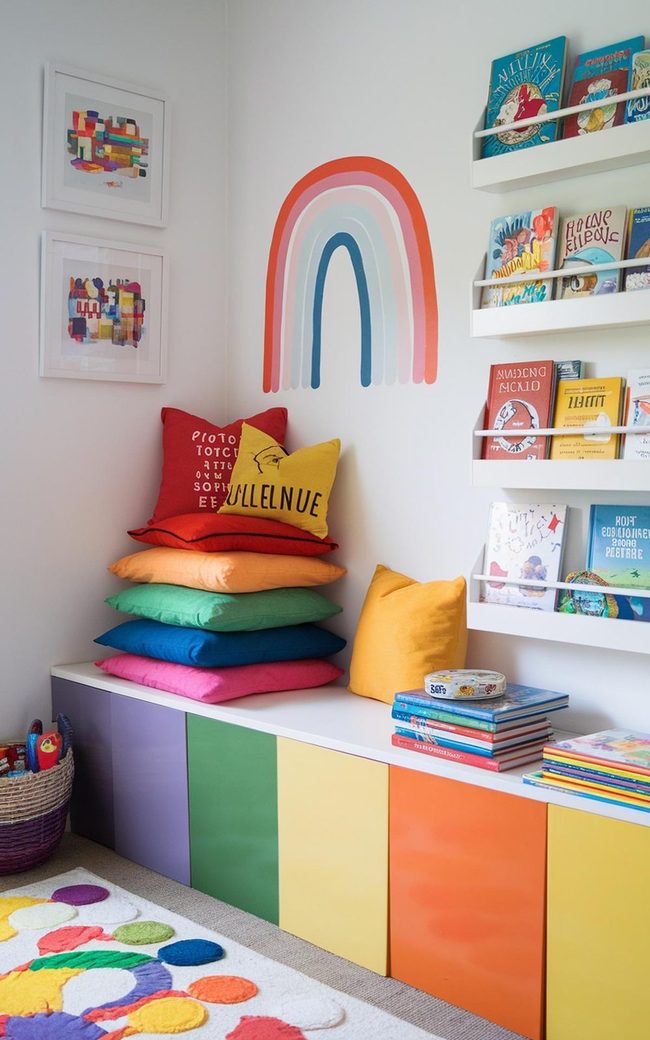 Bookshelf Wall With Built-In Bench Options