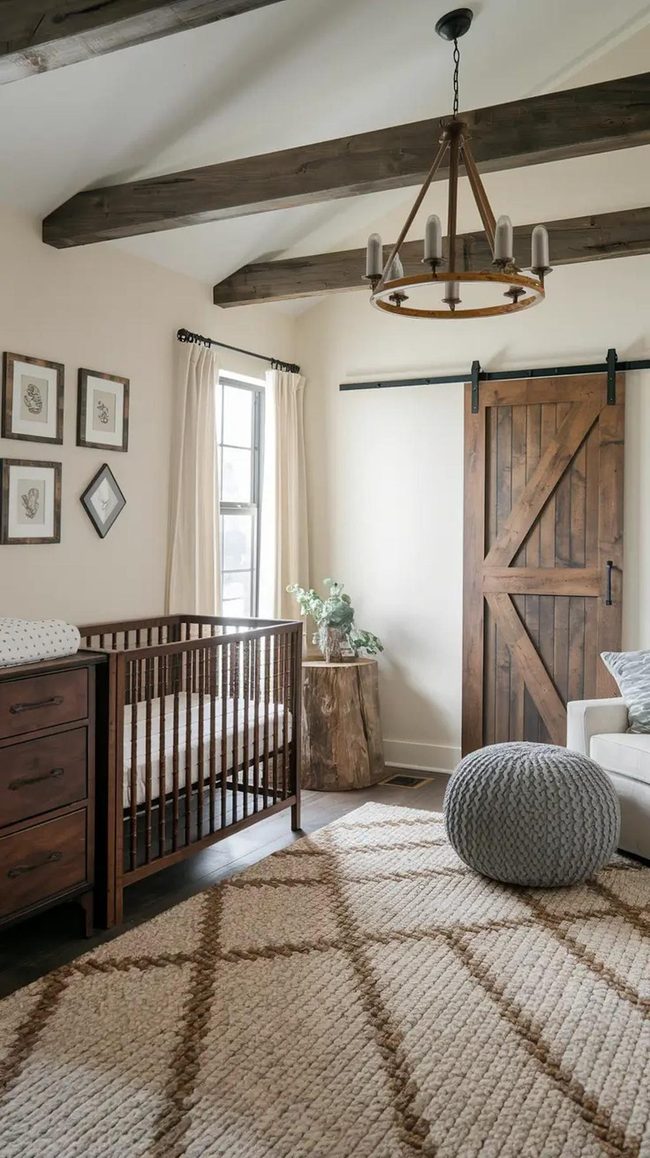 Reclaimed Wood And Matte Black Hardware Nursery