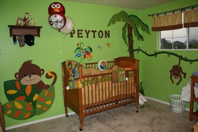 Monkey-Filled Green Jungle Nursery