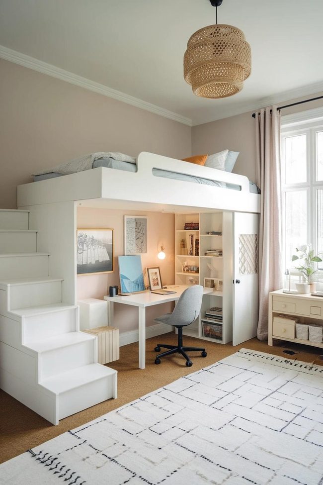 Fold-Up Loft Saves Floor Space
