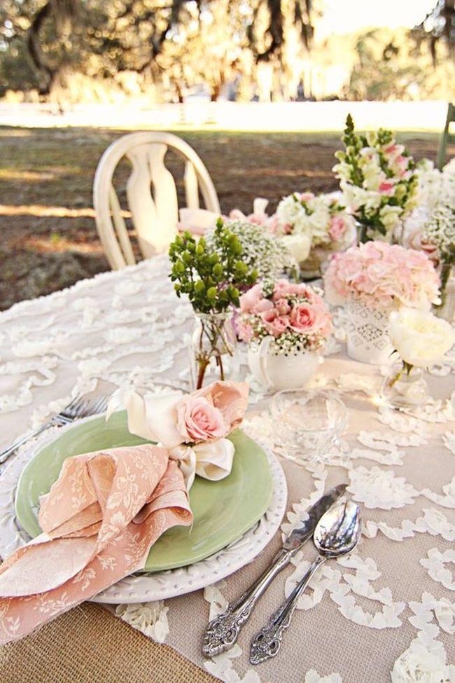 Pink Florals, Silver Shimmer, Lace