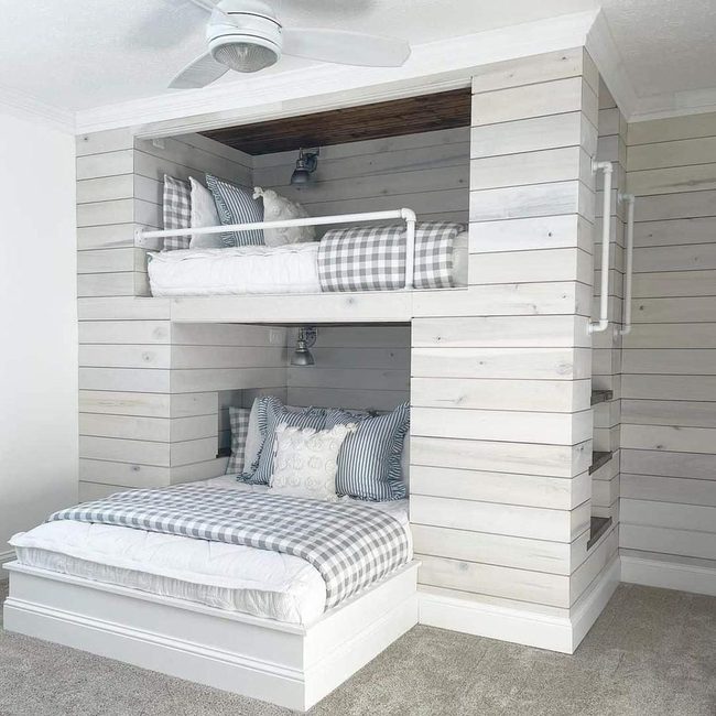 Gray Shiplap Bunk Room