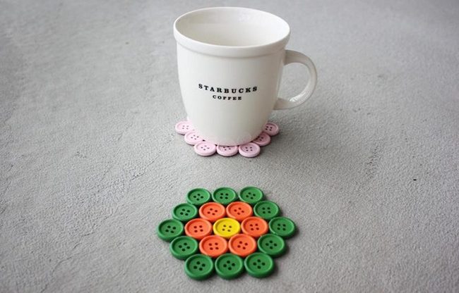 Colorful Button Coasters