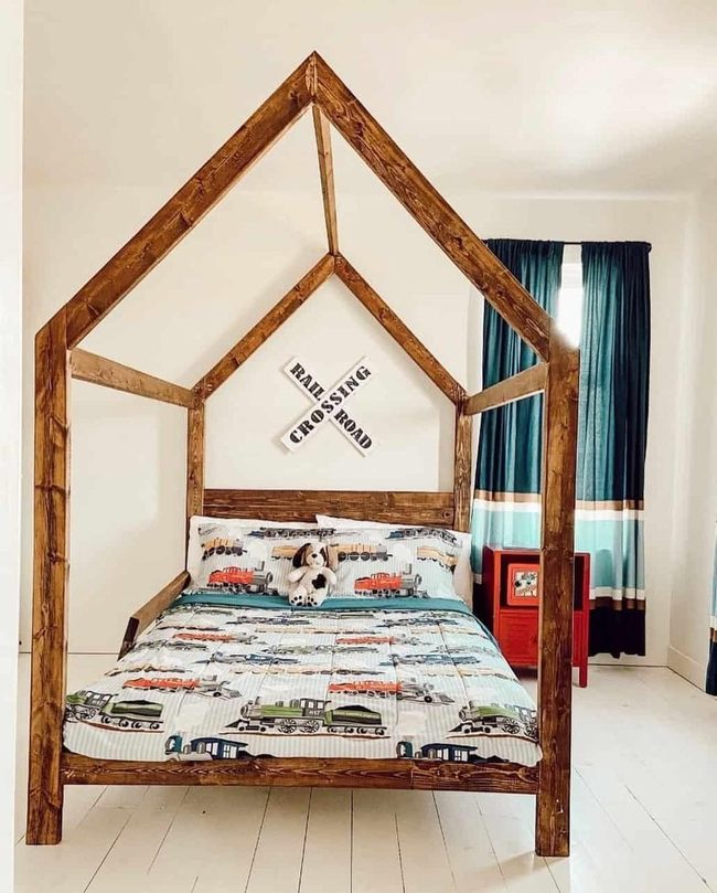 Wood Train Hideaway Bed