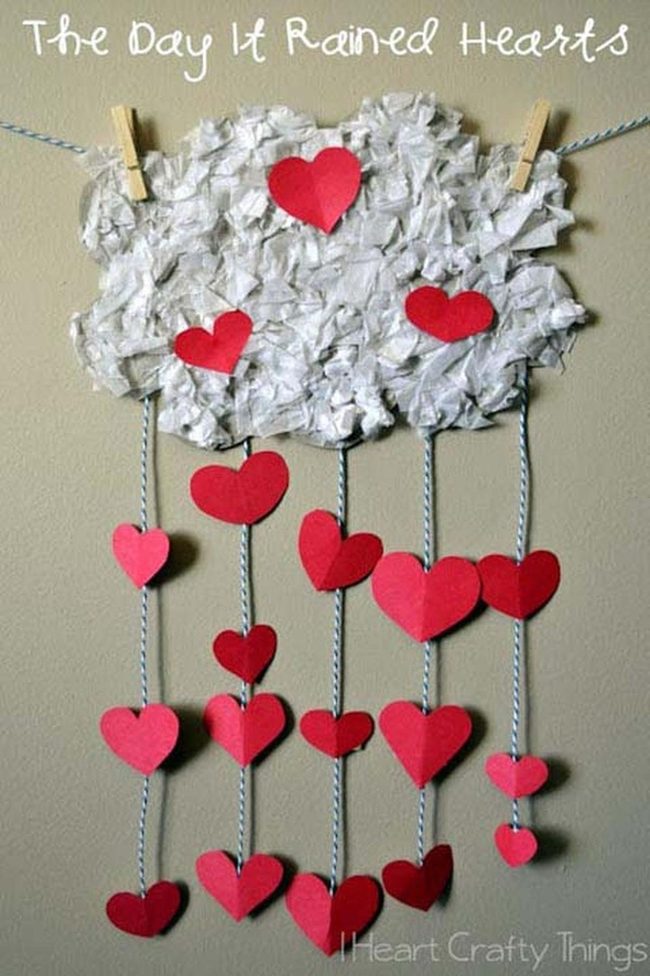 Papier-Mâché Clouds With Dangling Hearts