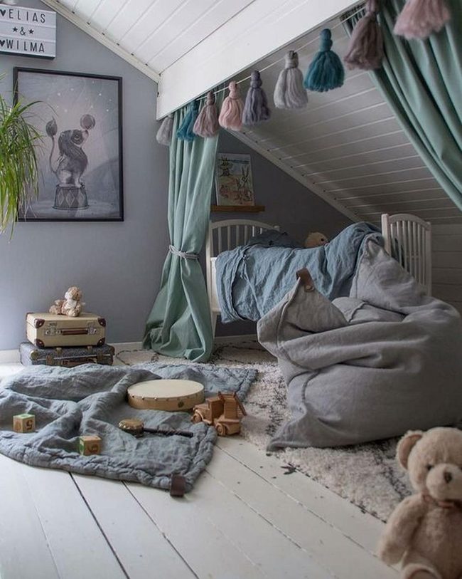 Tassel Curtains Brighten Sloped Ceilings