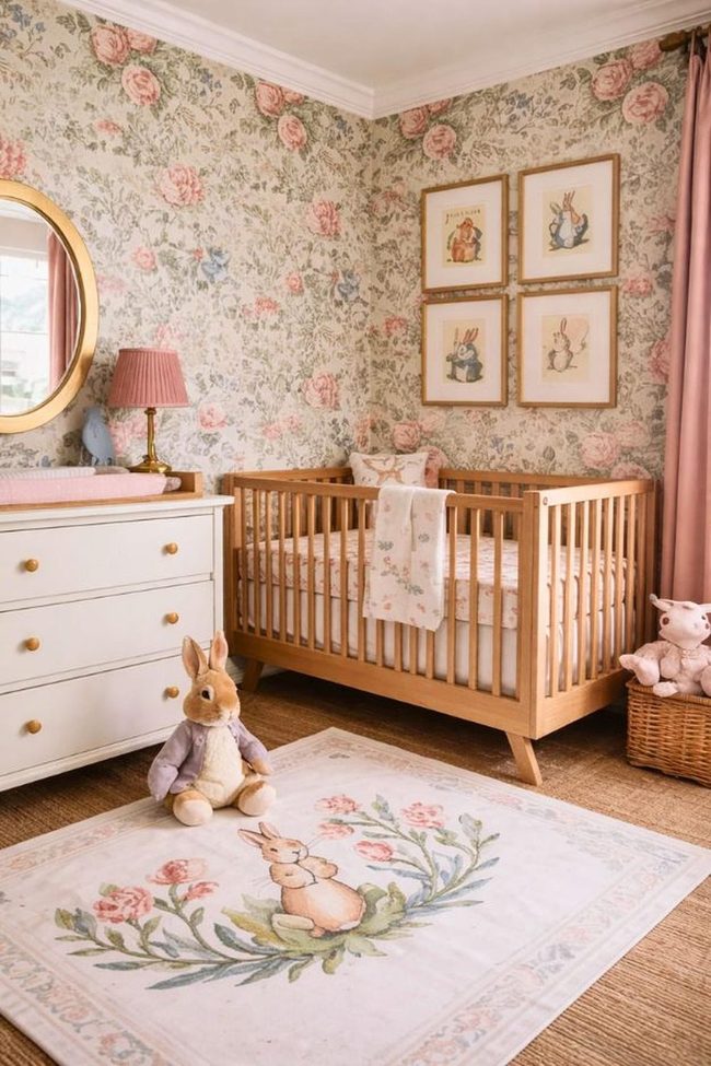 Vintage Floral Wallpaper Storybook Nursery