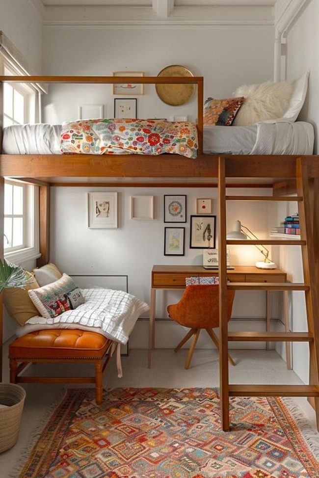 Loft Bed Study Nook Boho