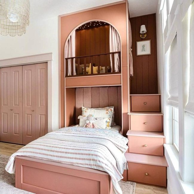 Coral Wood Bunk With Soft Lighting
