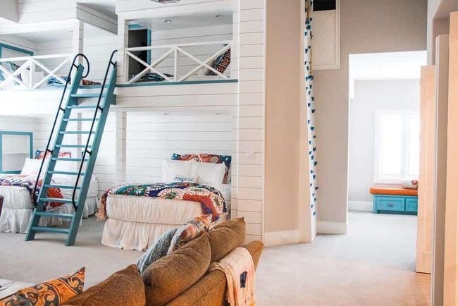 Teal Ladder Shiplap Bunks