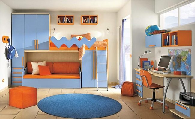 Blue And Orange Kids Room