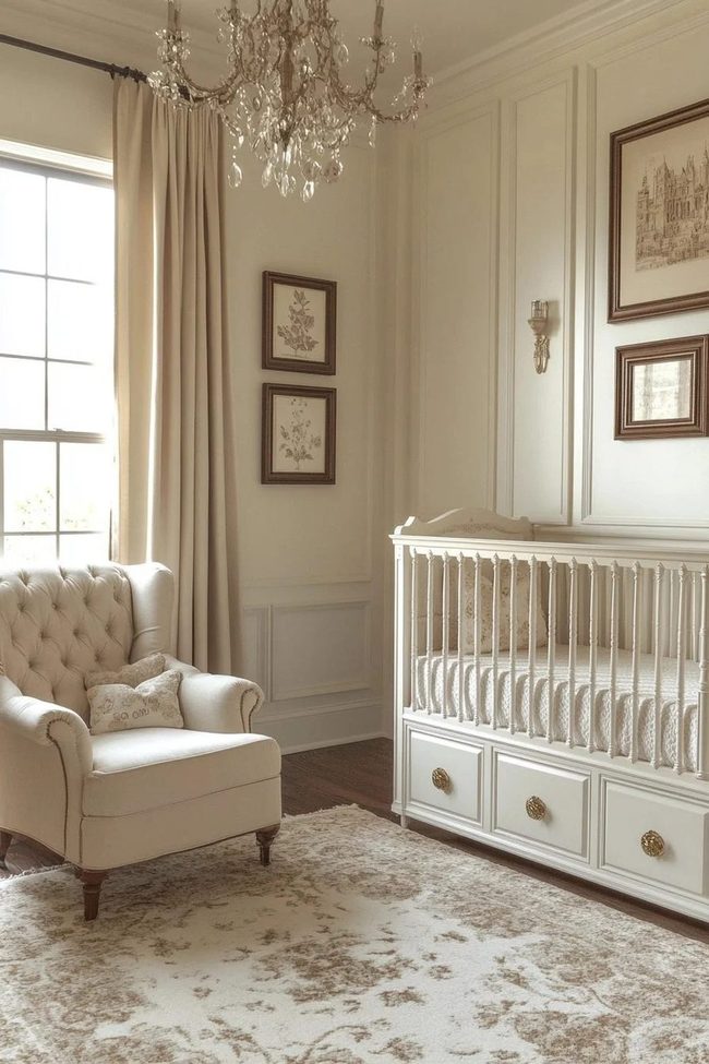 Ornate Vintage Nursery In Gold