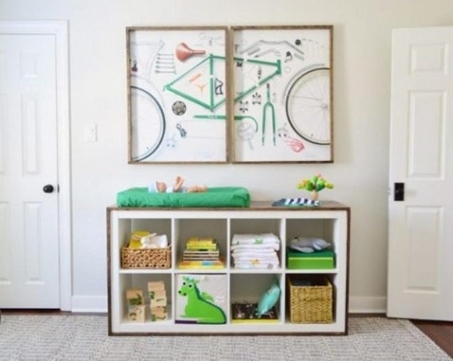 Vibrant Green Storage Room