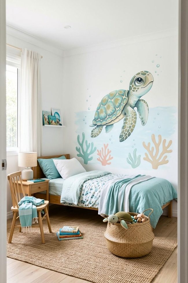 Watercolor Turtle Coral Reef Dream