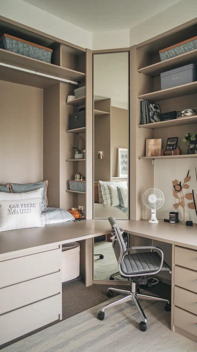 Bed Against Wall Opens Floor Space