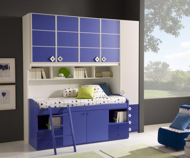 Blue And White Kids Bedroom Storage