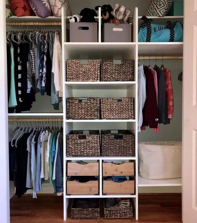 Basket-Lined Teen Closet Organization