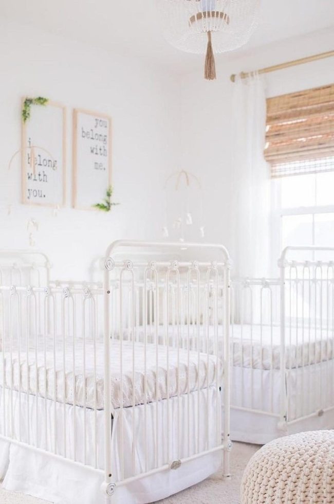 White Metal Cribs Natural Green