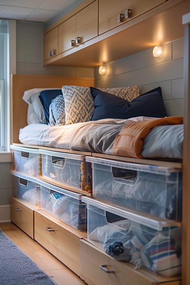Nook Bed With Clear Storage Bins