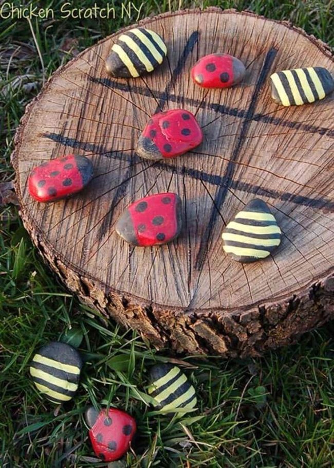 Hand-Painted Insect Tic-Tac-Toe