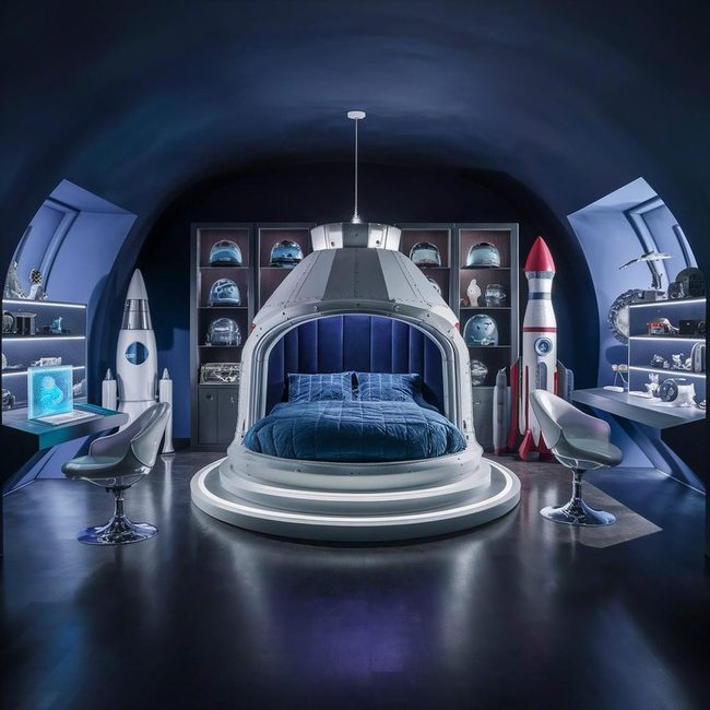 Midnight Blue Capsule Bedroom
