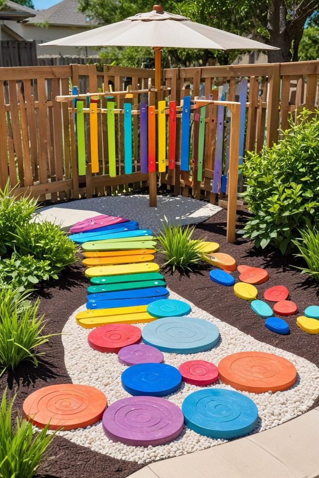 Colorful Spinning Wheels and Sound Stations