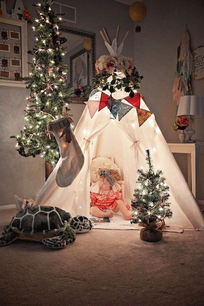 Colorful Pennants White Teepee