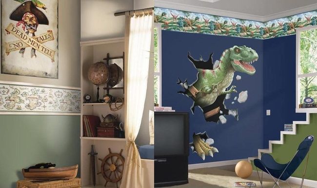 Dinosaur Breaks Through Blue Walls