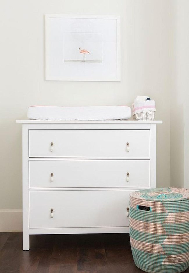 White Dresser With Flamingo Print