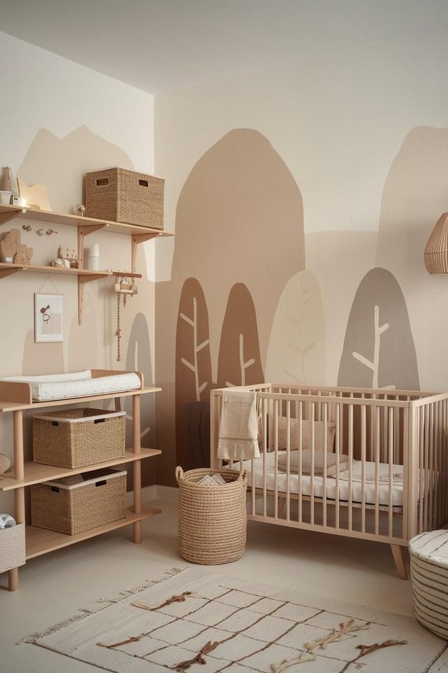 Painted Nature Walls, Wooden Warmth