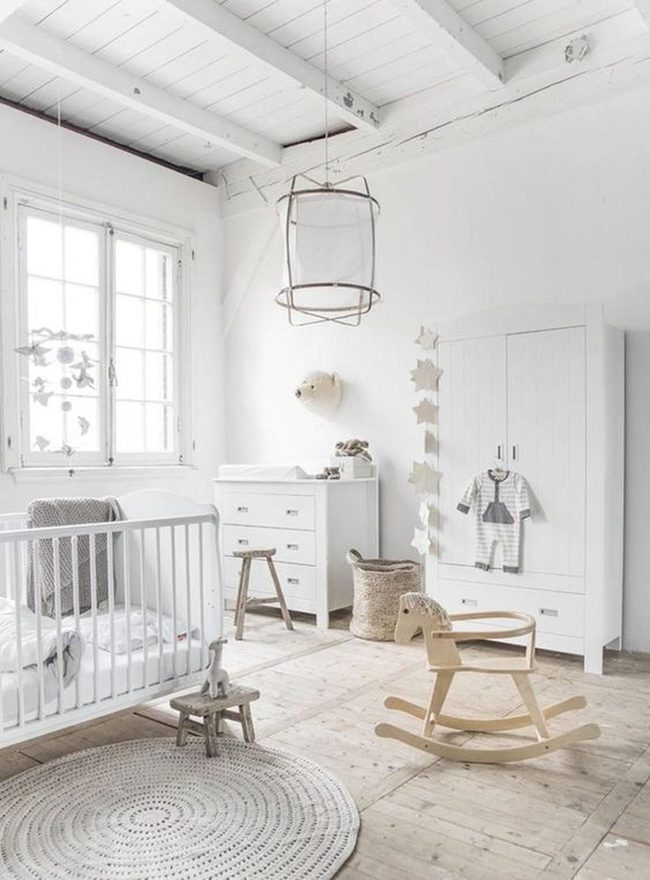 Sunlit Nursery With Wooden Simplicity