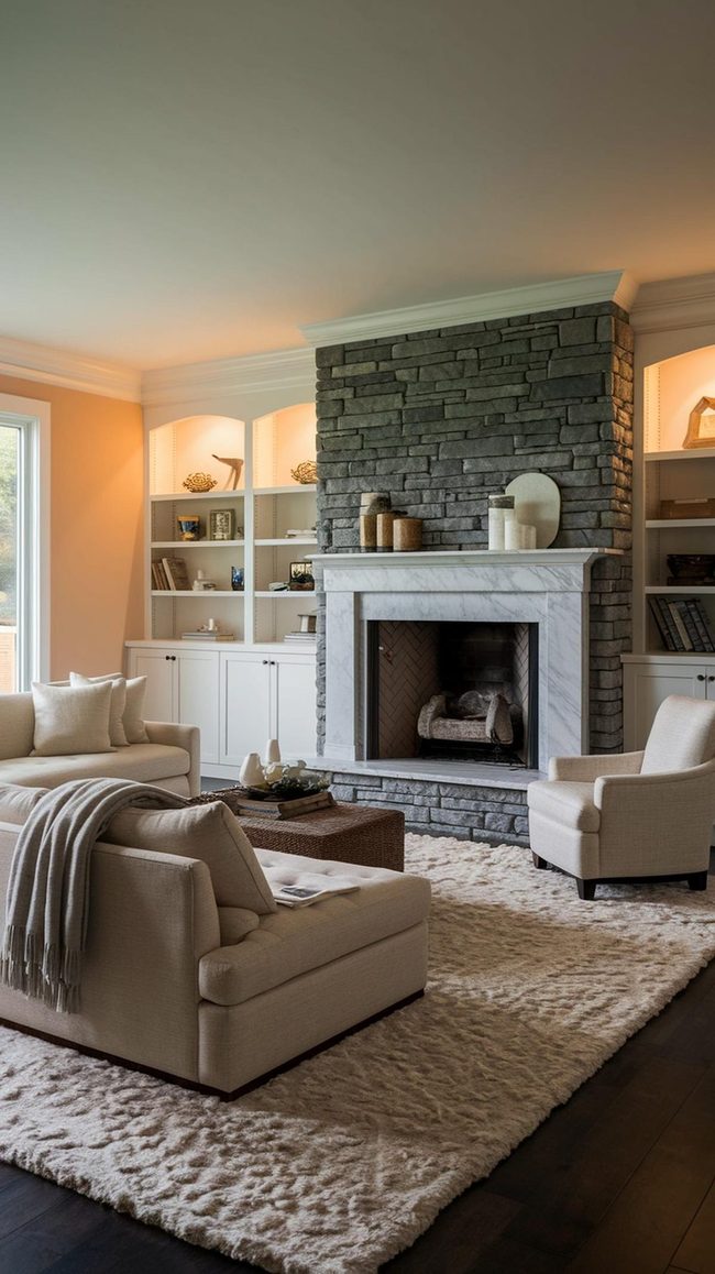 Stone Fireplace Family Room Center