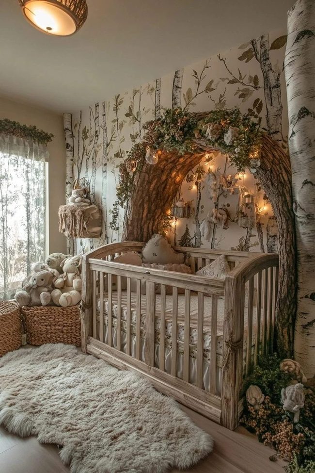 Wooden Crib Nature Nursery