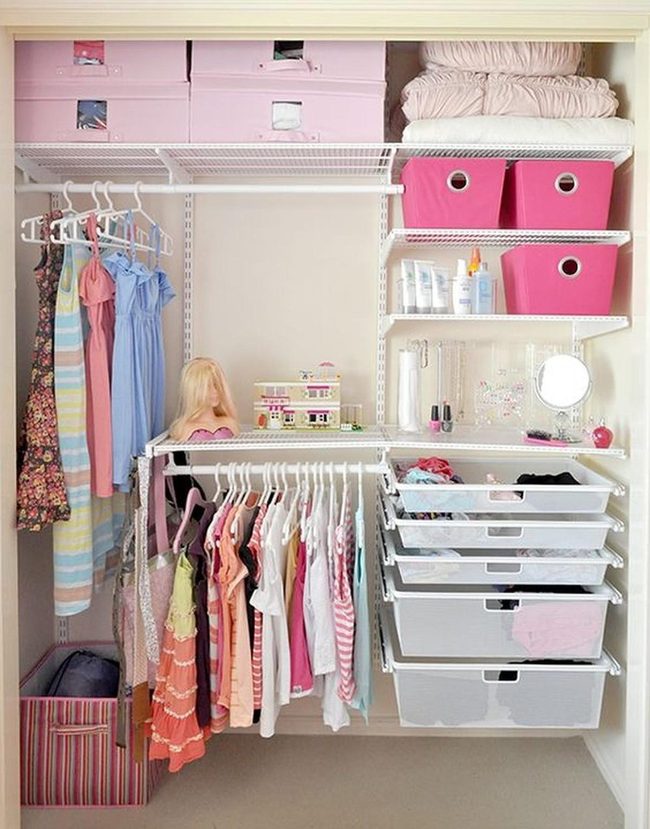 Pink Boxes, Organized Closet Space