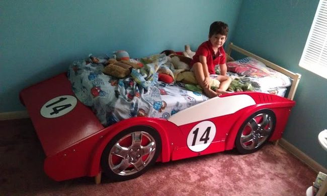 Red Race Car Bed Statement
